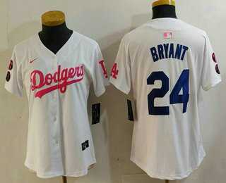 Women%27s Los Angeles Dodgers #24 Kobe Bryant White Pink With Patch Limited Stitched Jersey